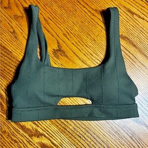 Aerie Dark Green Ribbed Sports Bra